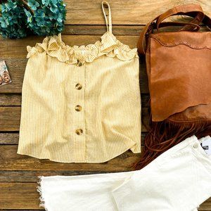 Pale Yellow Striped Tank Top